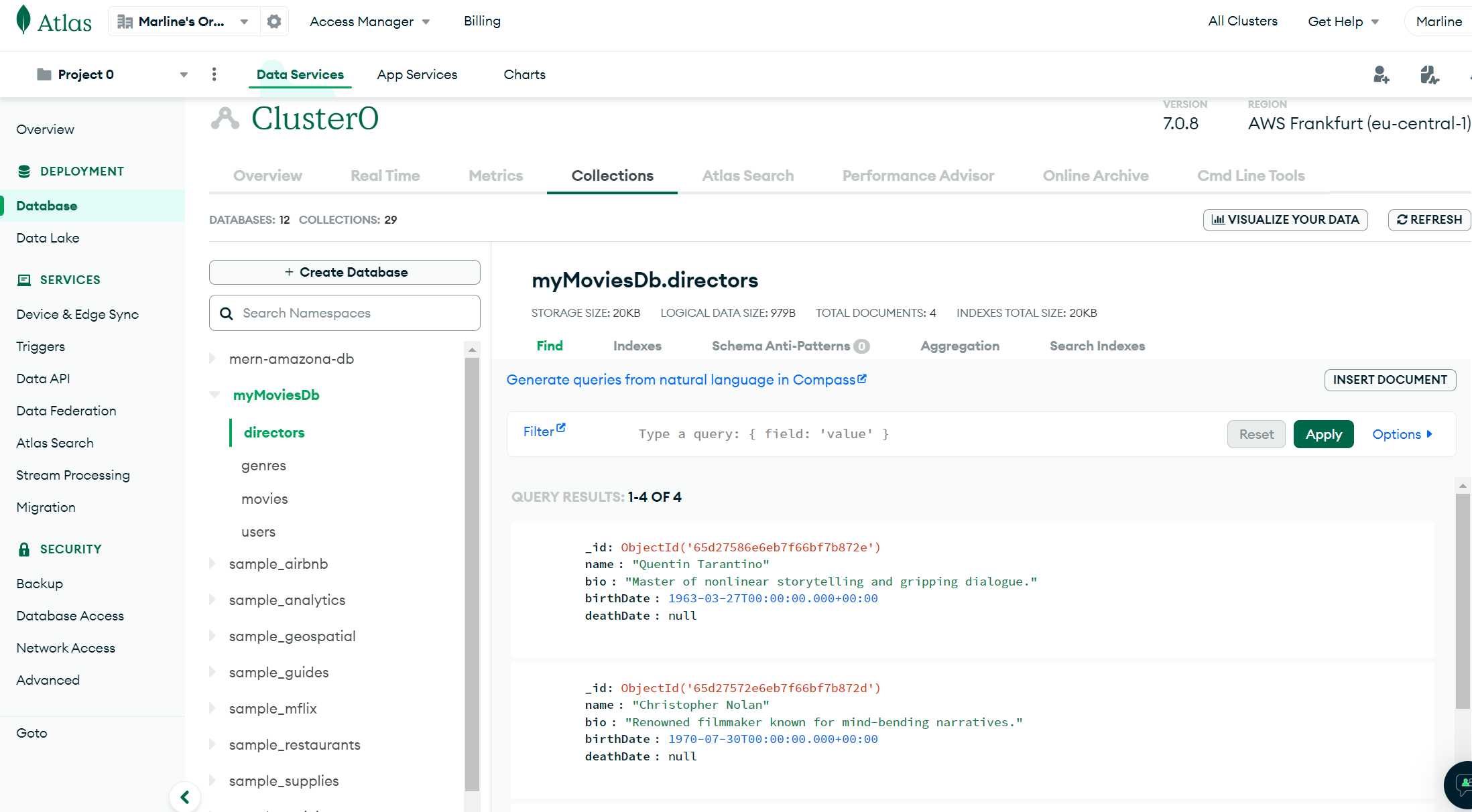screen-shot of movie API
